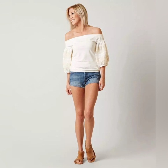 Free People ivory rock with it off the shoulder top size S - Picture 13 of 13